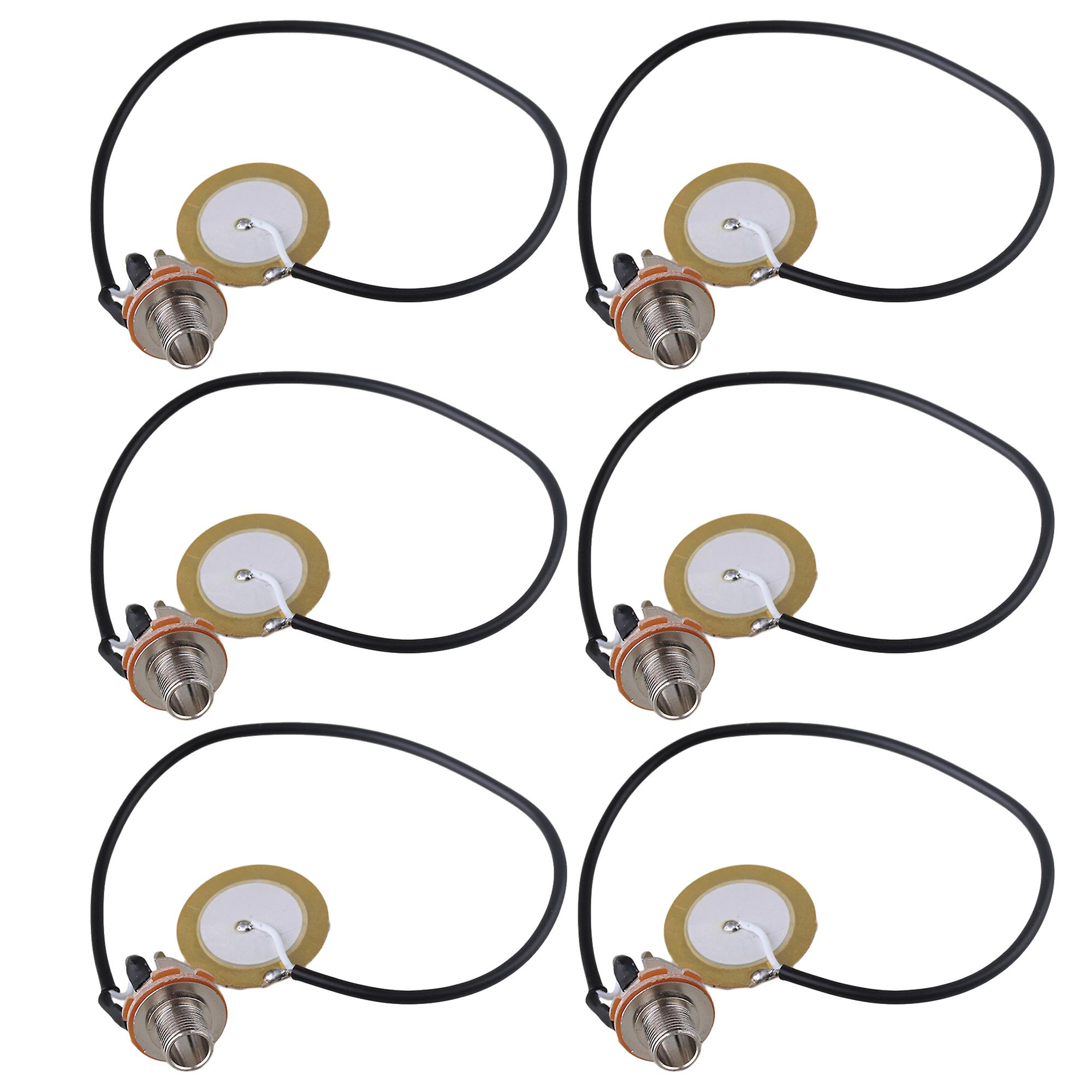 6Pcs Professional Guitar Pickup Piezo Transducer 7.87 Inch Cable Length