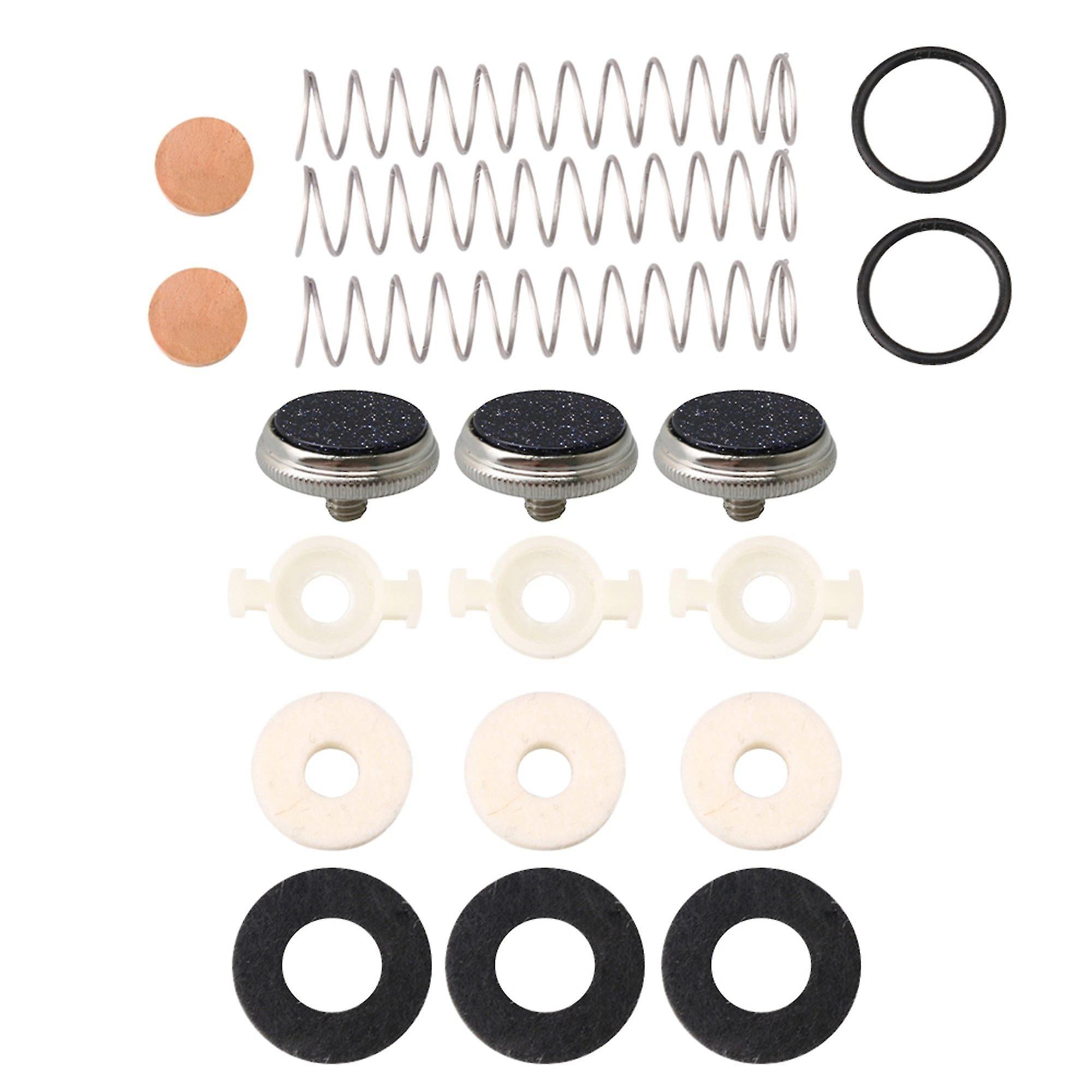 Pièces de rechange d’instrument en laiton 19pcs grès bleu doigt bouton rondelle en feutre pour trompette réparation ensemble Ppm-2610