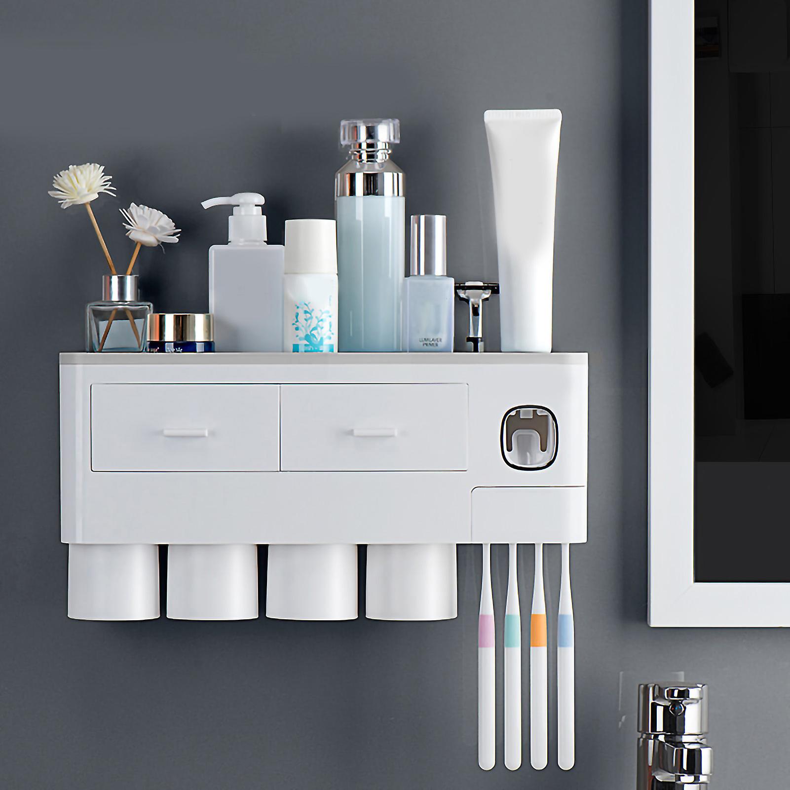 Toothbrush Storage Rack Inverted Magnetic Adsorption Toothbrush Holder Toothpaste Squeezer