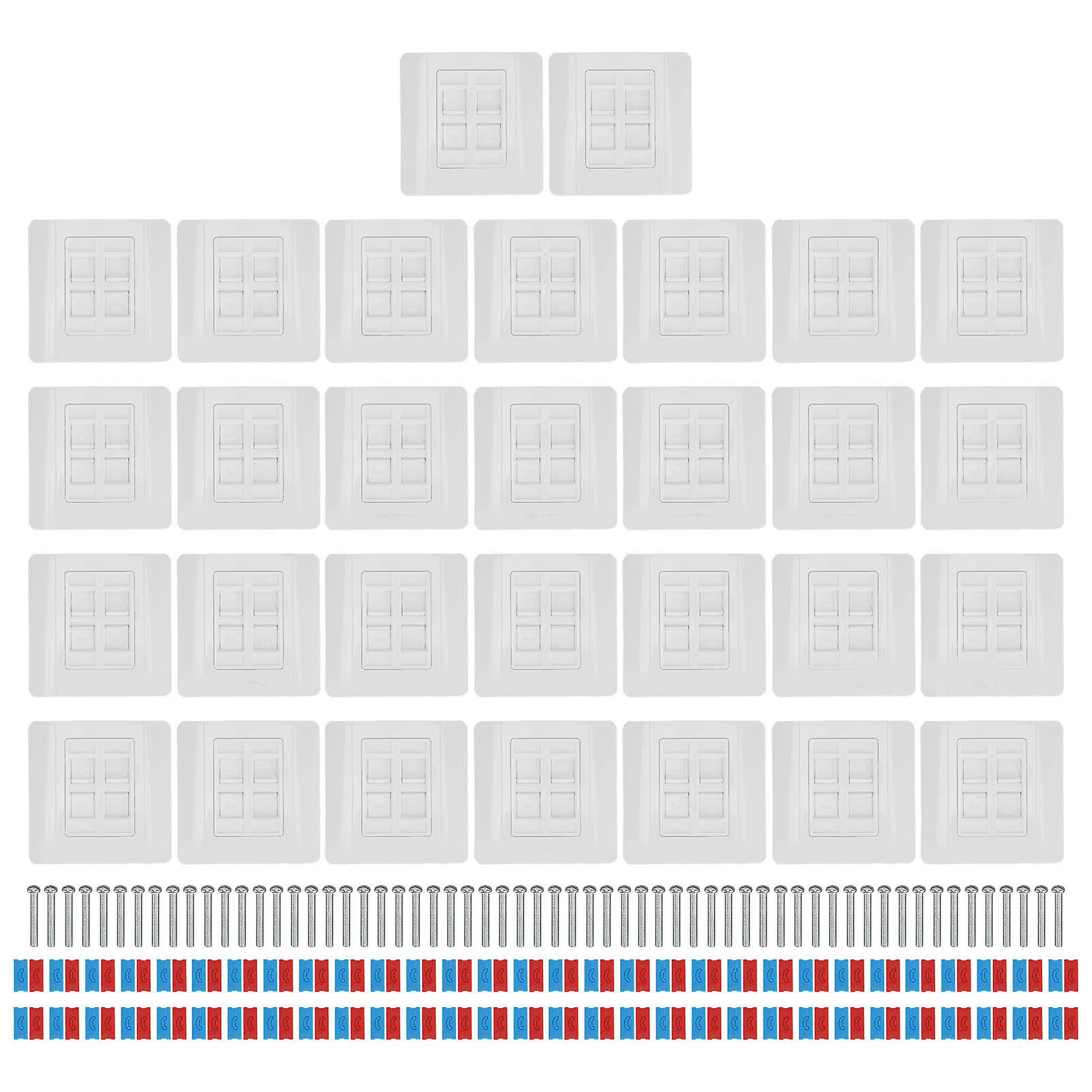86 Type Network Module Panel 4 Ports RJ45 RJ11 Interface Socket 30Pcs for Cable Management