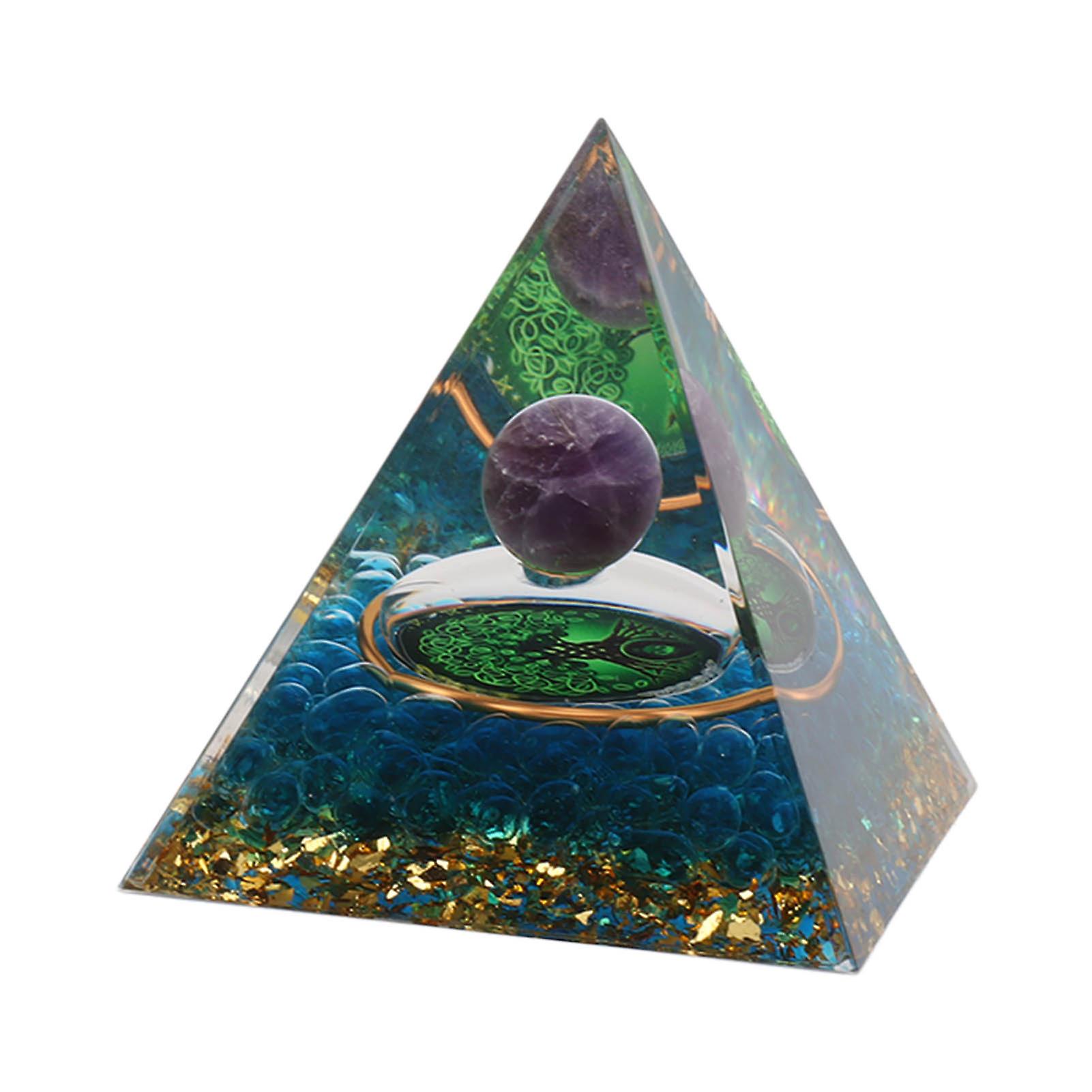 Positive Energy Generator Crystal Pyramid 6CM Epoxy Positive Energy Generator Pyramid for Stress Relieve Healing Meditation Attract Wealth Lucky Room