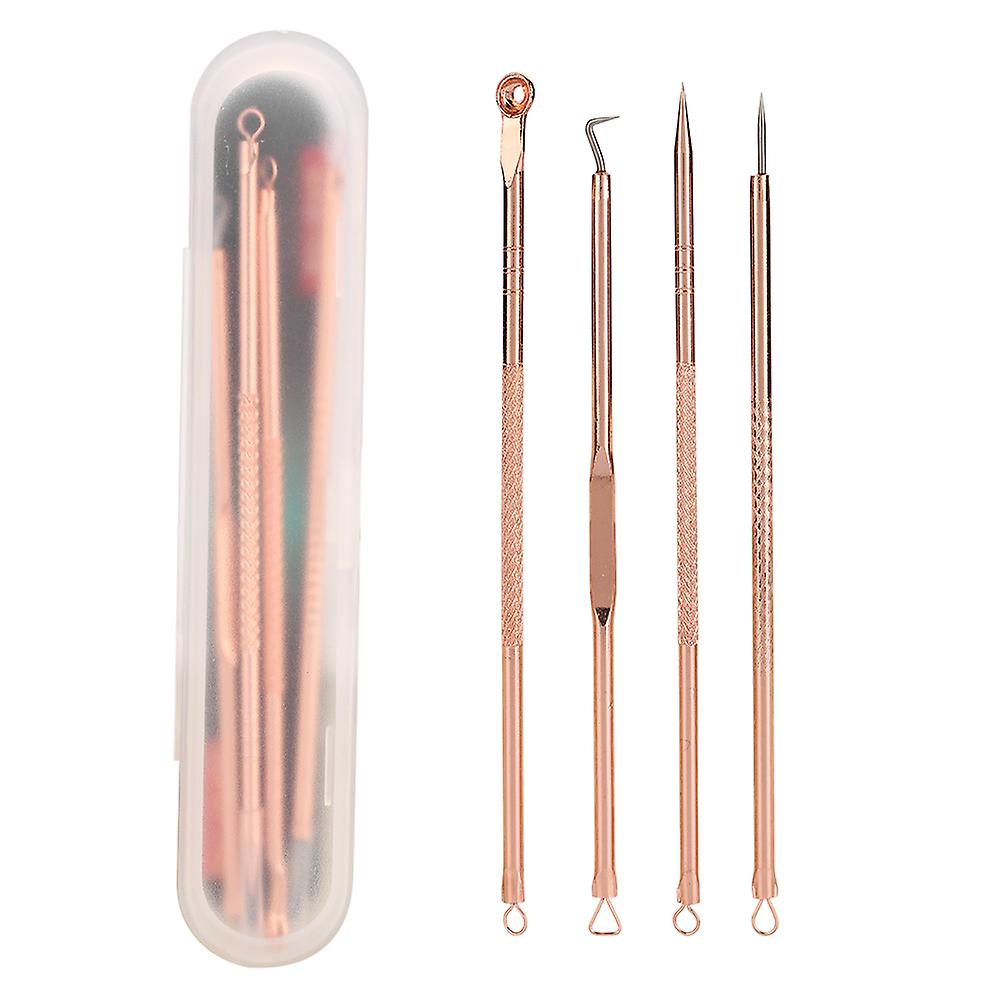 4pcs Rose Gold Stainless Steel Double Head Needles for Acne and Blackhead Removal