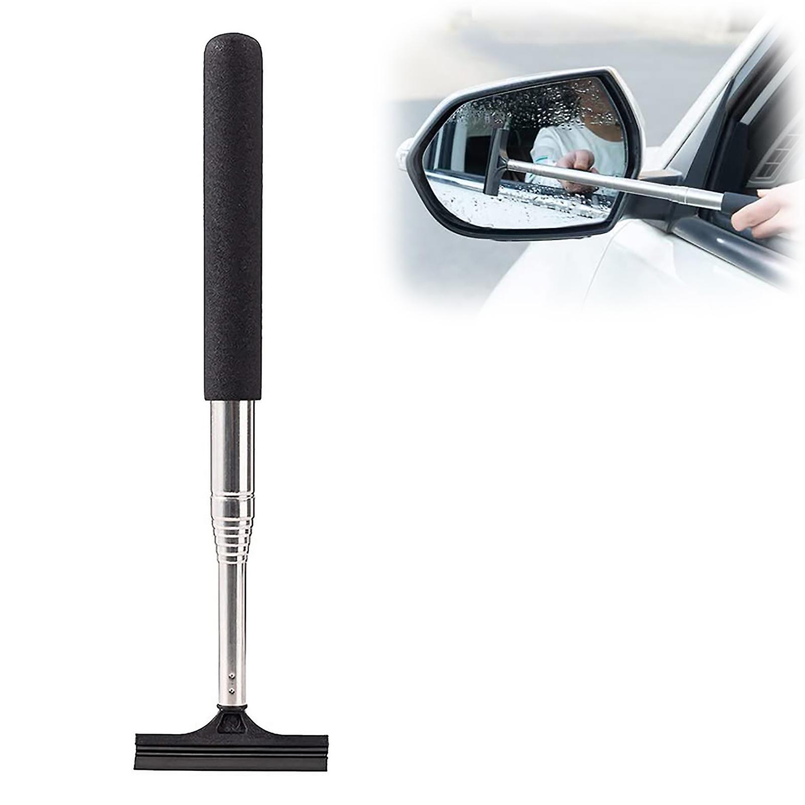 Retractable wiper for car rearview mirror with layered brush