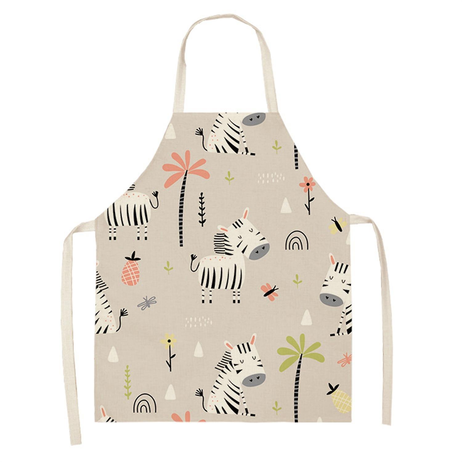 Multi-use Tear-resistant Apron Cotton Flax Creative Cartoon Animal Pattern Cooking Apron for Home