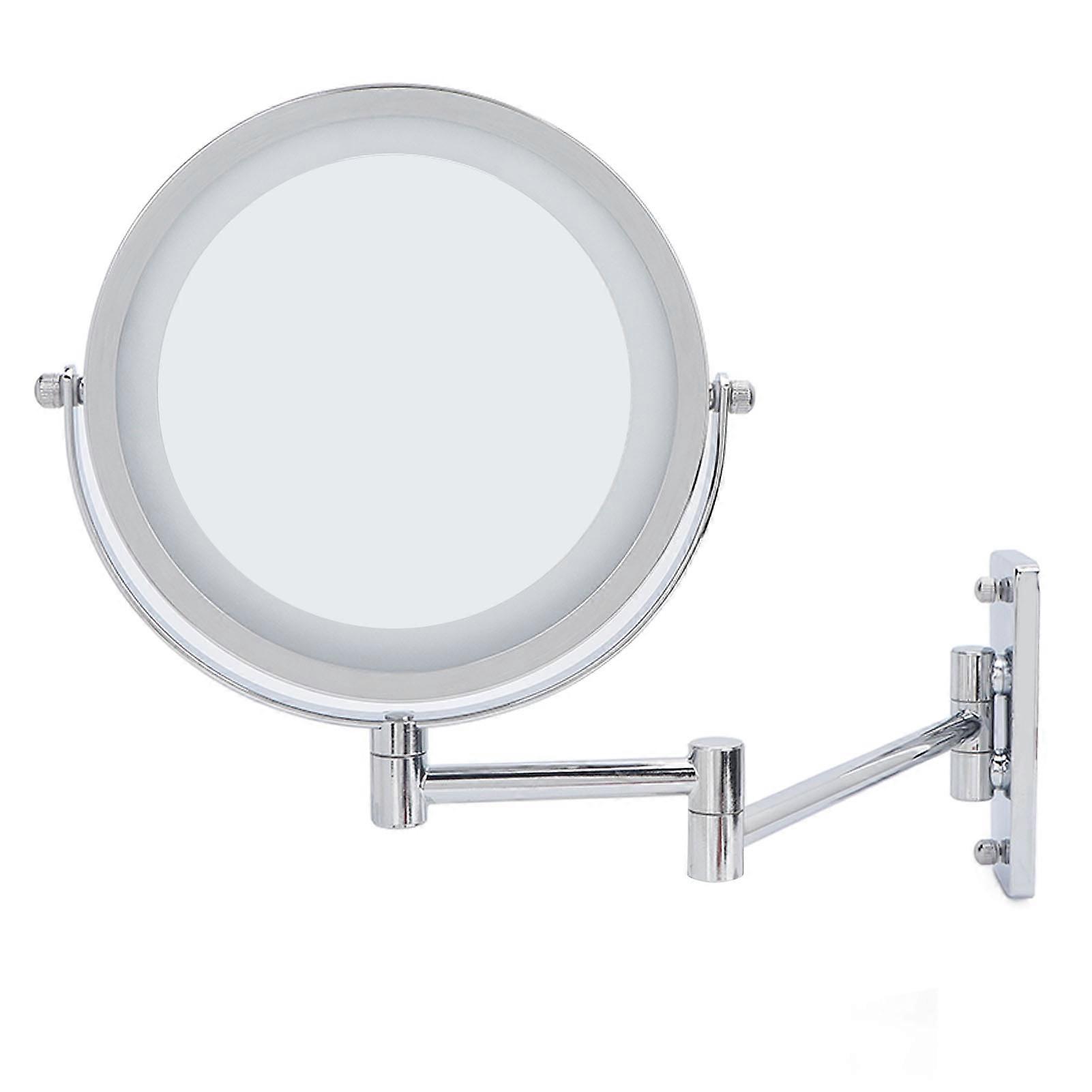 7in LED Makeup Mirror Wall Mounted Rotating Adjustable Double Sided Lighted Magnifying Mirror 