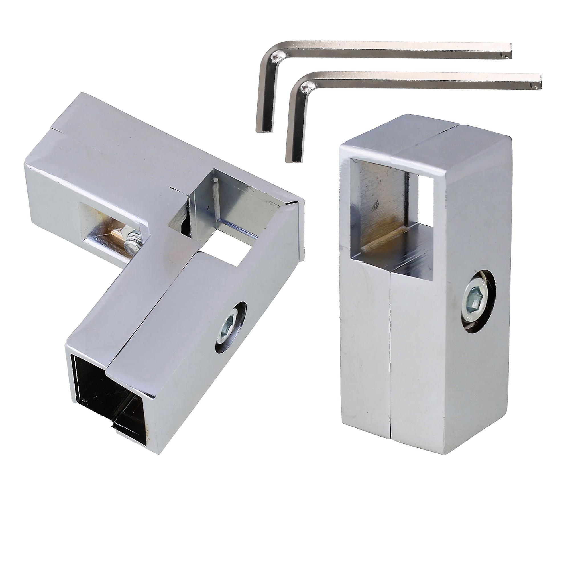 2Pcs Tube Pipe Connector Aluminum Rack Fitting 3 2 Way Kit w/ Hex Wrench