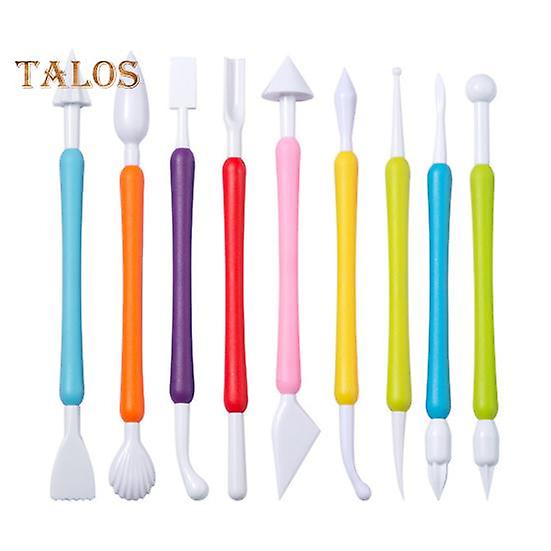 9Pcs Fondant Modeling Tools Set Reusable Double Head Ceramic Pottery Tool Kit Cook Sculpting Tools Cake Decorating Accessory