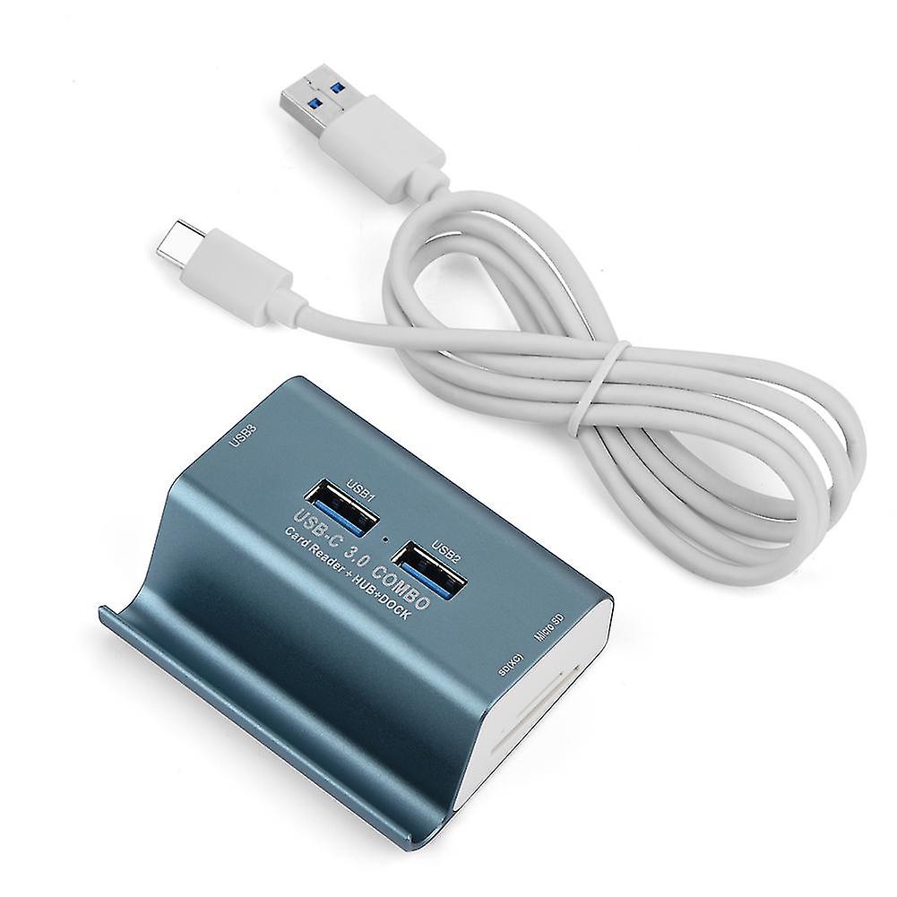 3-port USB 3.0 Hub with Micro SD Card Reader - Blue