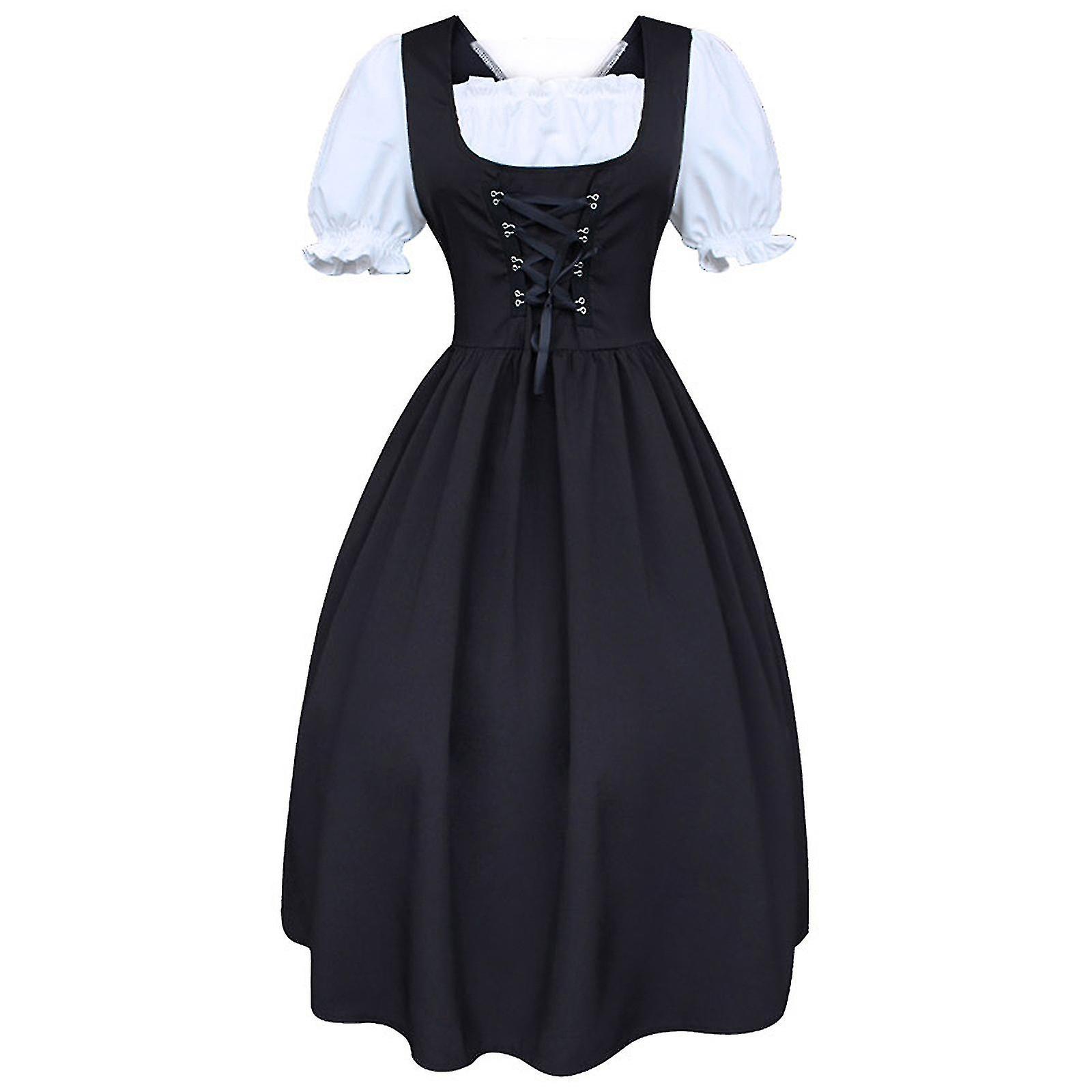 Luxury Elegant Black Midi Dirndl Dress