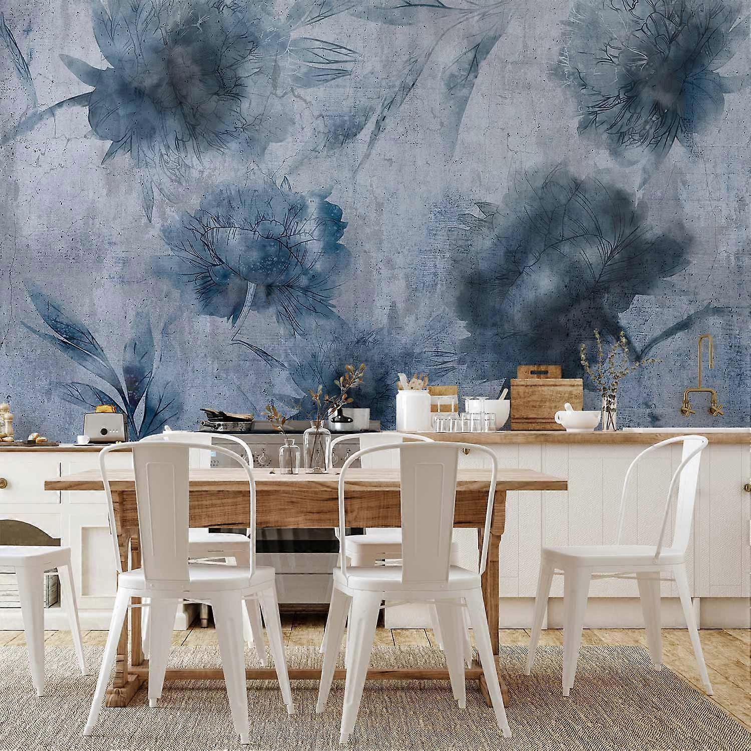 Fotobehang - Blauwe pioenrozen