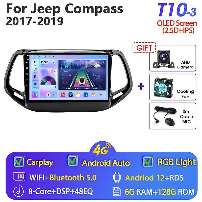Jmcq 2 Din Android 12 Car Radio For Jeep Compass 2 Mp 2016 2017 2018 2019 Multimedia Player Carplay Stereo Gps Dvd Head Unit