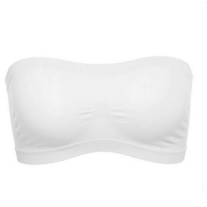Ladies Plain Boob Tube Strapless Bandeau Spandex Elastic Stretch Bra Crop Top