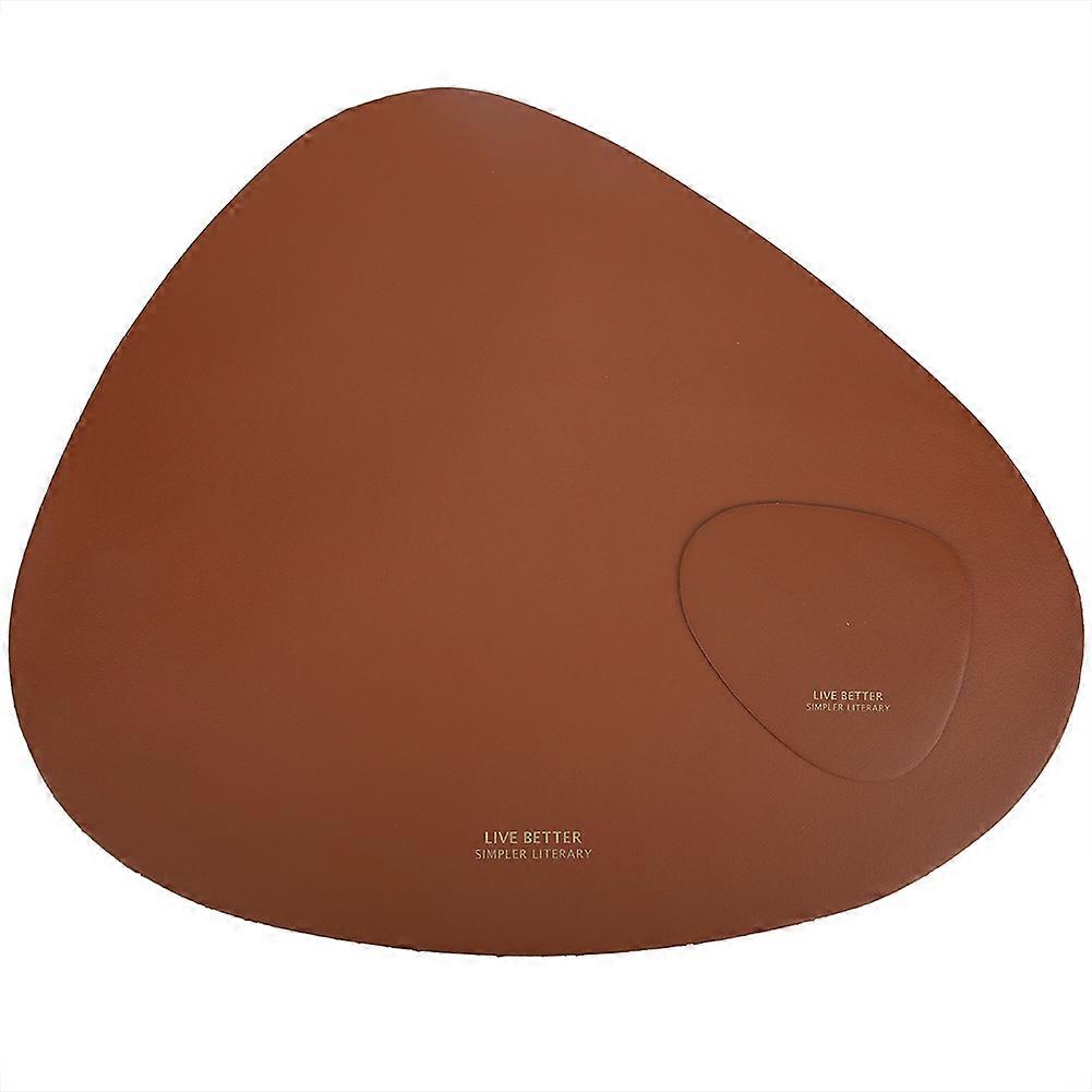 Nordic Triangular Leather Placemat Heat Insulation Anti Slip Waterproof Tableware Mat (Brown)