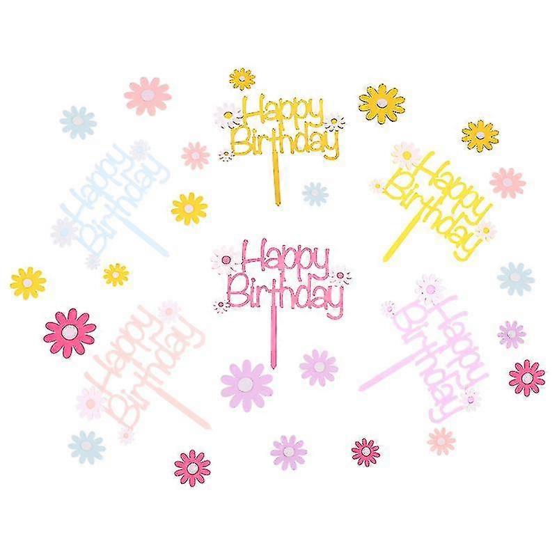 6set cake decorations, Daisy Flower Cake Topper