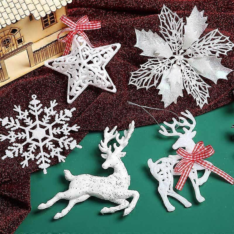 Christmas Tree Decorations  Hanging Set, White12cm