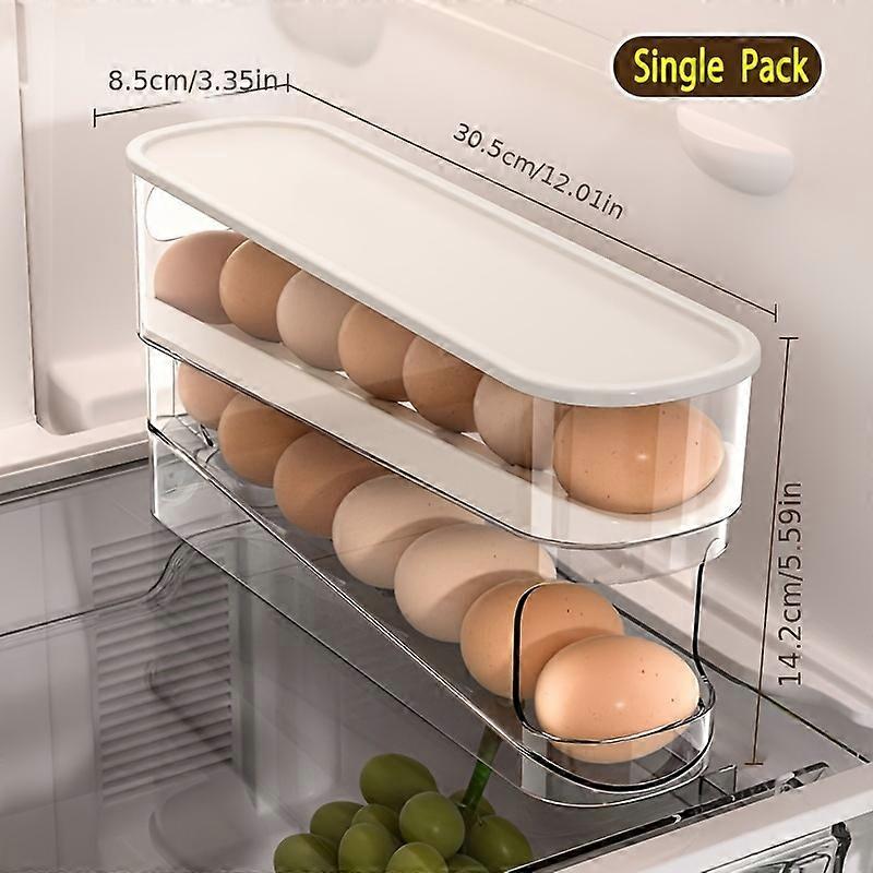 1/2pcs Stackable Egg Storage Bins with Dual Sliding Drawers - Durable Kitchen Organizer for Refrigerator, Freezer, and Countertops