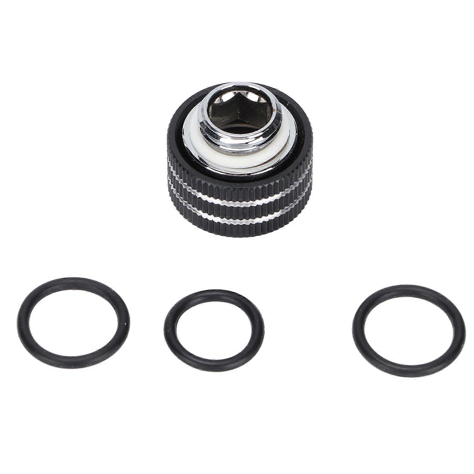 Hard Tube Fittings 14mm G1/4in Thread Inner Hex Compression Fittings with Sealing Rings for Computer Water Cool SystemBlack