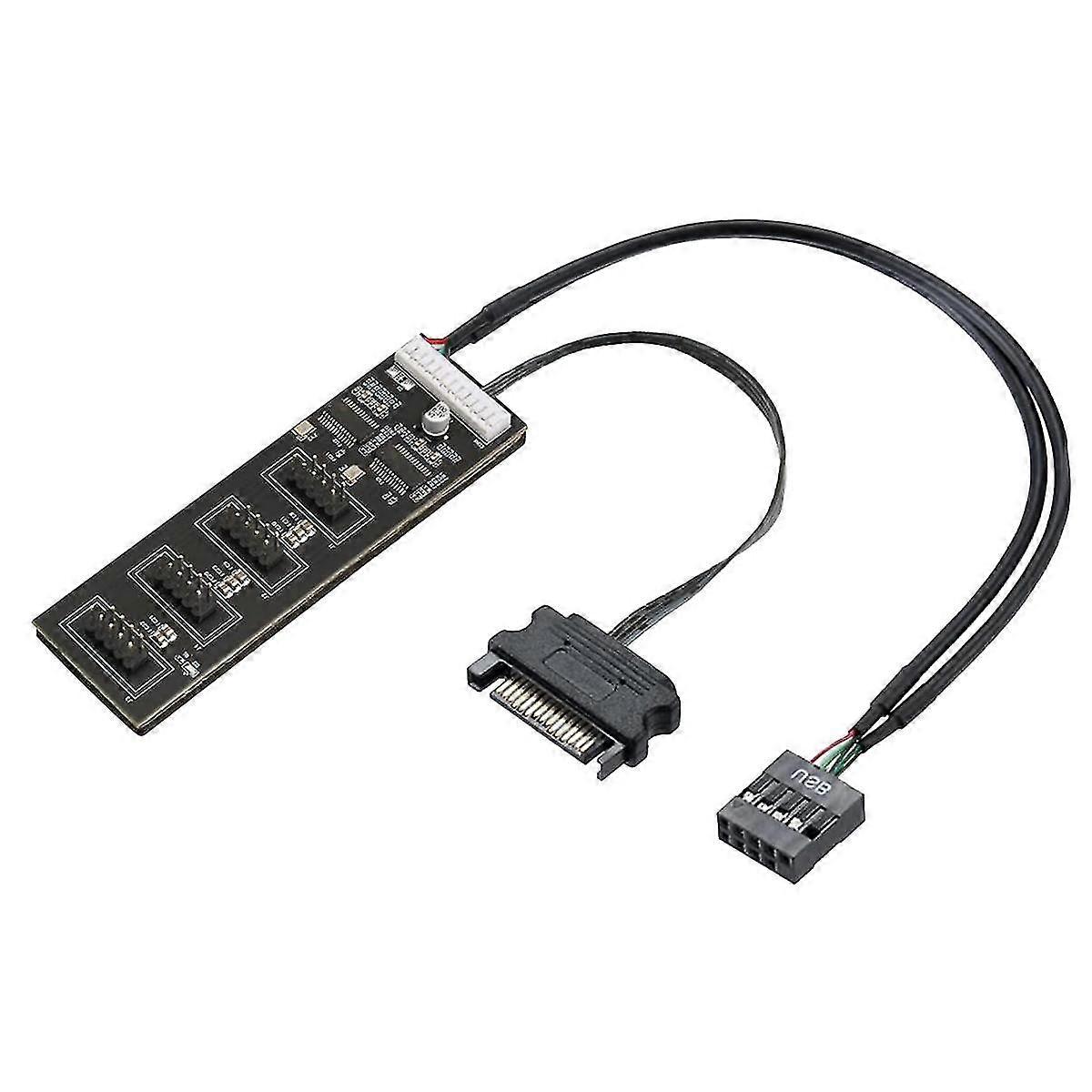 9Pin USB Header Splitter με καλώδιο τροφοδοσίας SATA, εσωτερική επέκταση διανομέα USB USB 2.0 Splitter Connect