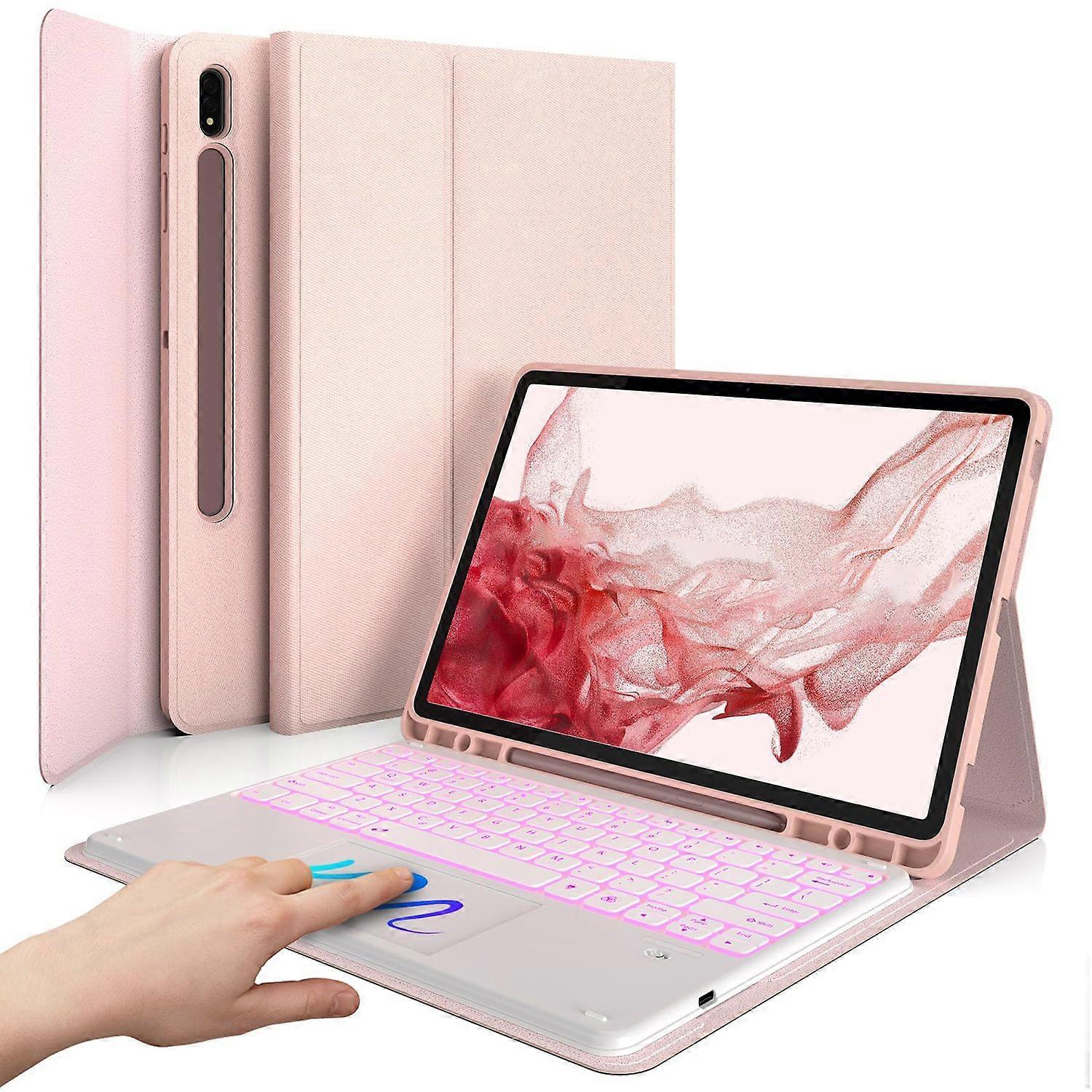 SK-780D For Samsung Galaxy Tab S8+ / S7 FE / S7+ Backlit Touchpad Bluetooth Keyboard with Protective