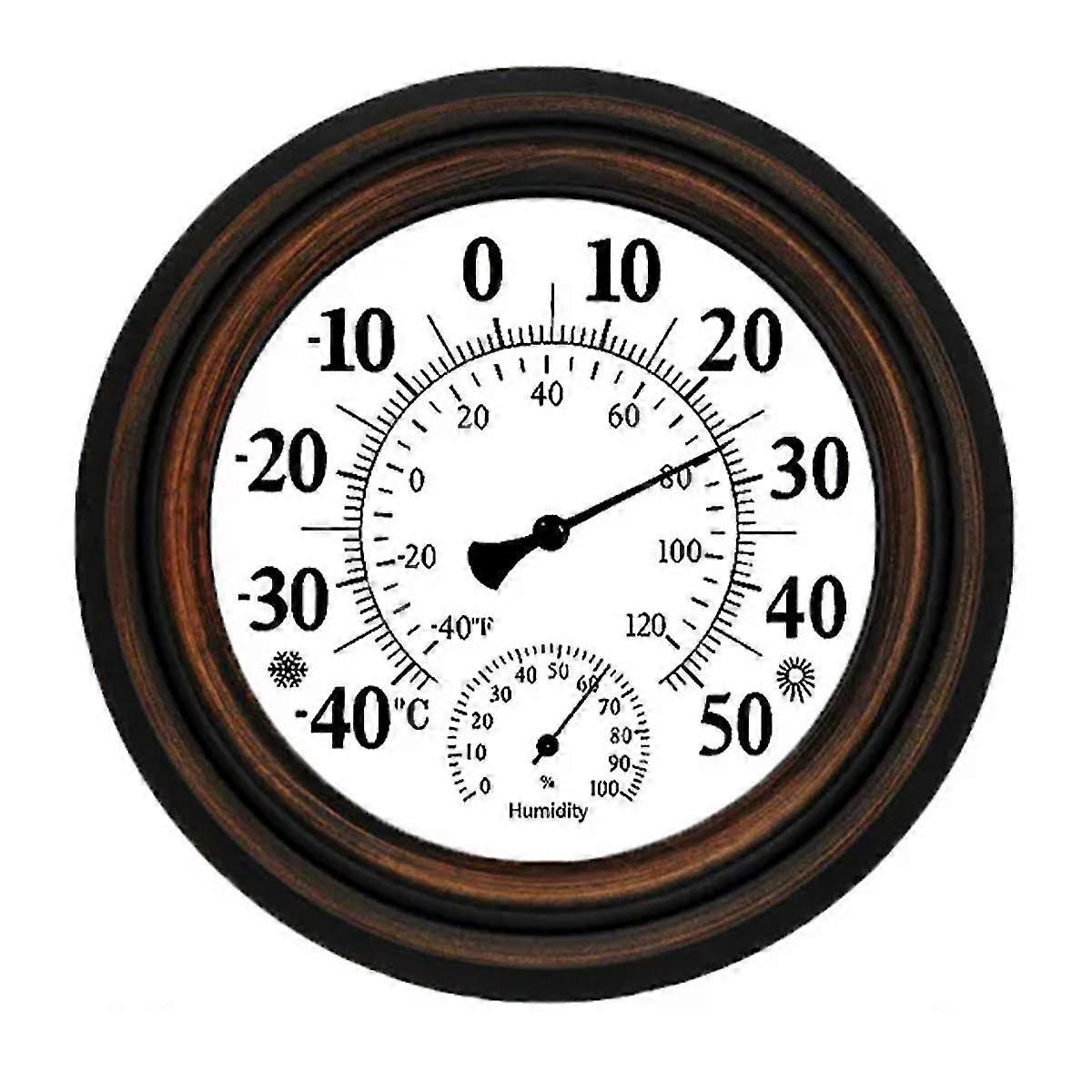 20cm Indoor Outdoor Temperature Humidity Meter Clock Thermomete