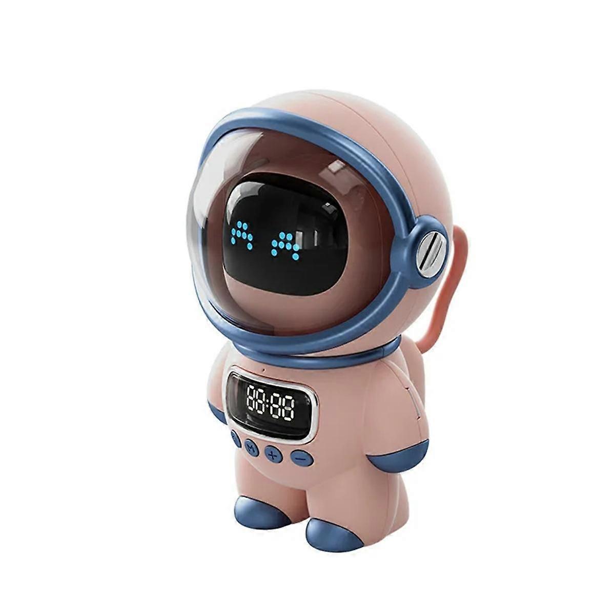 Smart Astronaut Bluetooth Speaker Portable Stereo Ai Interactive Audio with Alarm Clock Support TF/FM Table Clock Pink