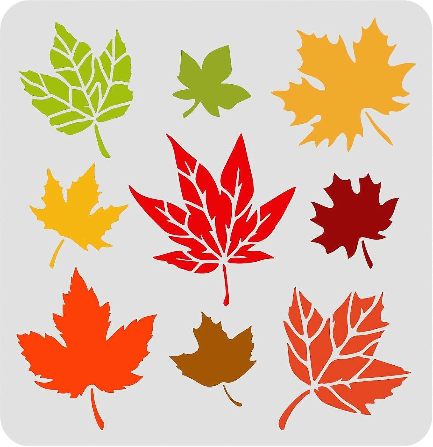 Maple Leaves Stencils 11.8x11.8inch Autumn Leaves Stencil Plastic Leaf Pattern Stencil Reusable Fall Leaf Stencils for Painting on Wood Floor Wall DIY