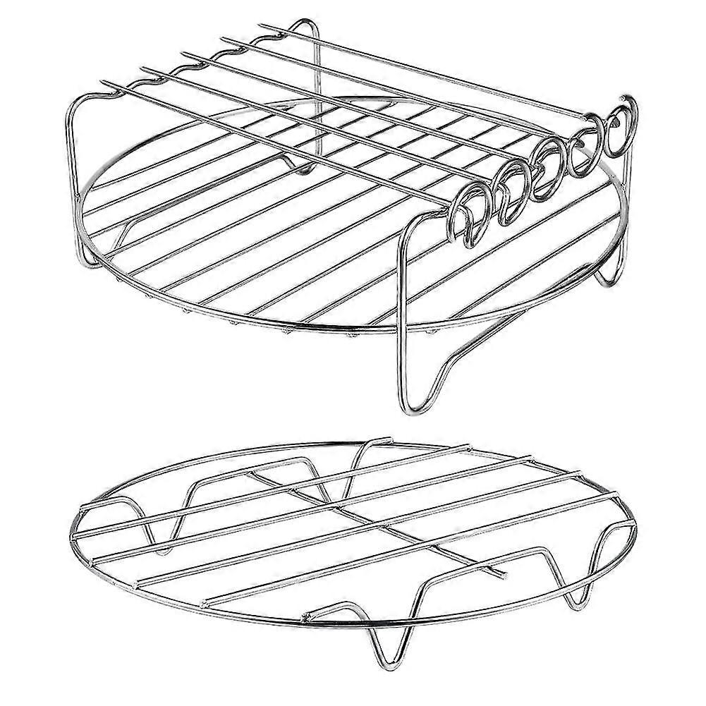 2 Pcs Air Fryer Accessories Air Fryer Rack Set Multi-purpose Double Layer Rack With Skewer For Xl P