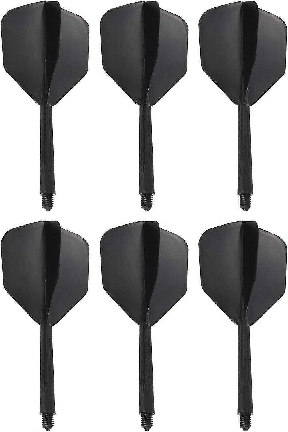 Integrated Dart Shaft & Flights, 6 Pack Durable Plastic Dart Flight Set, Black