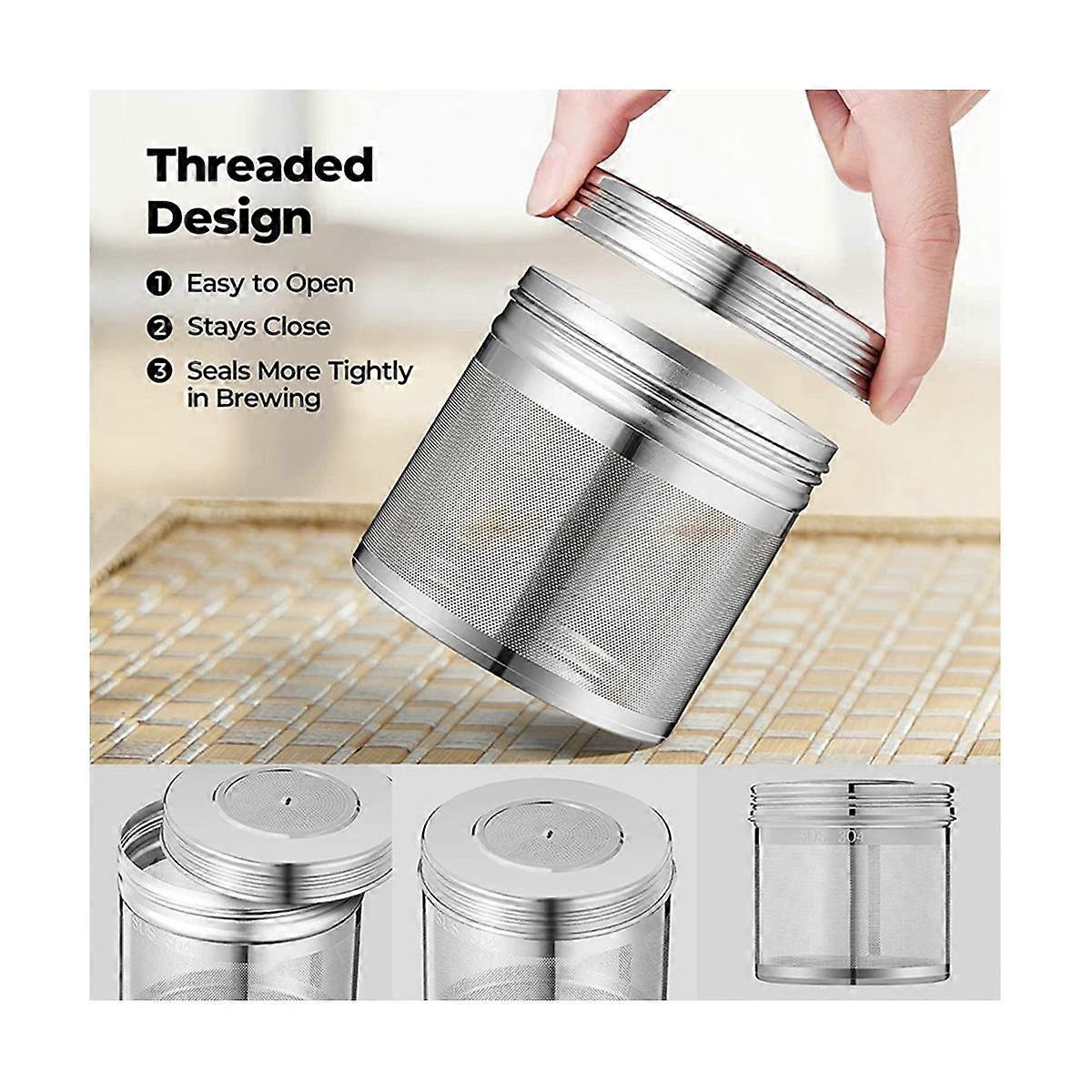 3 Pcs Tea Ball Infuser for Loose Leaf Tea & Spice Infuser for Cooking, Threaded Lid, Extra Fine Mes