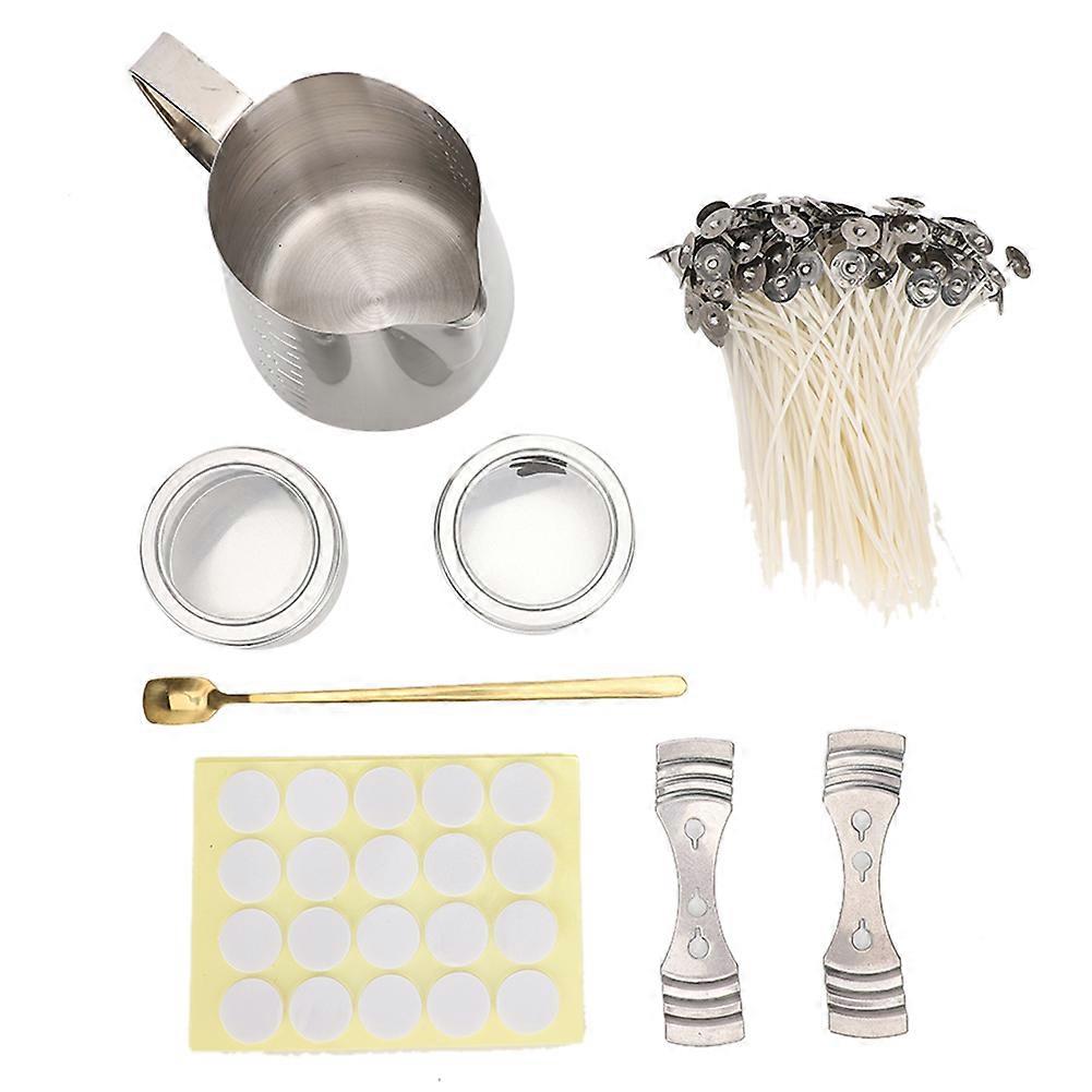 Candle Making Kit DIY HandMade Stainless Steel Pouring Pot Wick Holder Jar Square Spoon Set