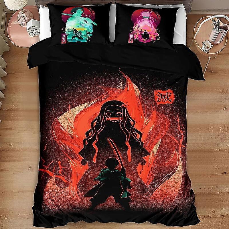 o1477 3Pcs- Conjunto de Cama-te Anime-e Conjunto de Cama Bre-athable Duv-et Conjunto de Capa -para Crianças Te-en Adulto com 1 Colcha- Capa 2 Fronhas Tamanho Twi-n - 6-8x