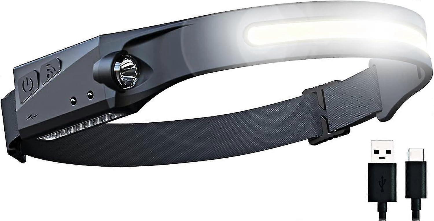 LED Headlamp with All Perspectives Induction 230 Illumination, 350 Lumens, Lightweight Head Lights, Weatherproof Type C Rechargeable Head Lamp for Run