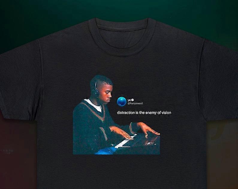 Kanye West Inspirerad T-Shirt | Kanye West Citat Tee | Distraktion är visionens fiende Kanye Tweet | Kanye i studion Tee | Yeezy | Ymb257