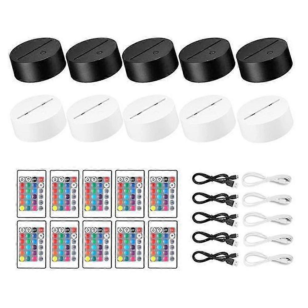 10 Pack 3d Night Led Light Lamp + Remote Control + Usb Cable, 16 Colors Light Show Display Stand Fo