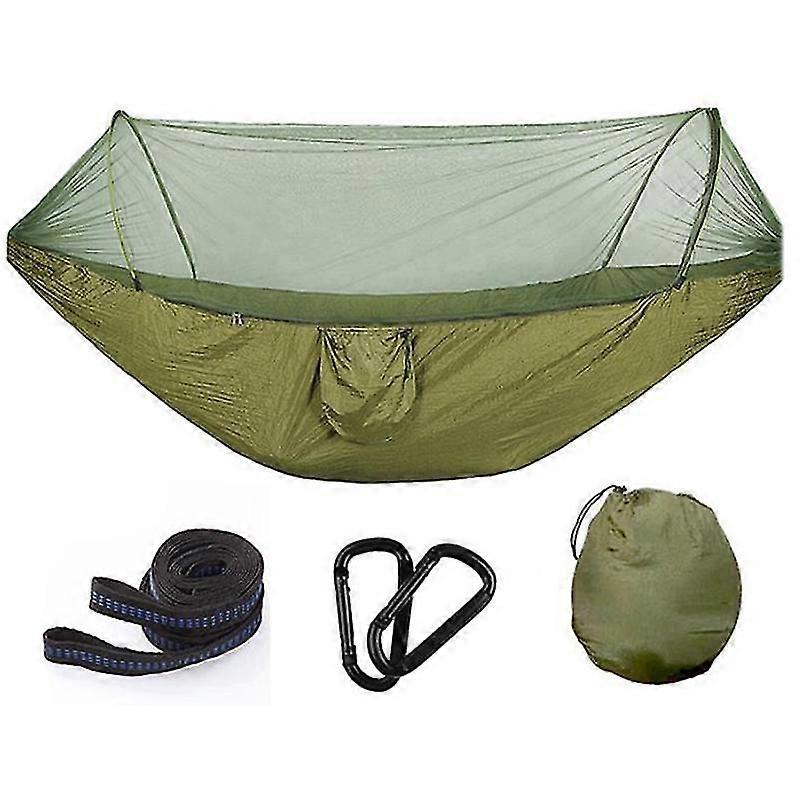 Hammock with Mosquito Net & Tree Straps Parachute Fabric Travel Bed for Hiking,Backpacking,Backyard,Camp,Etc