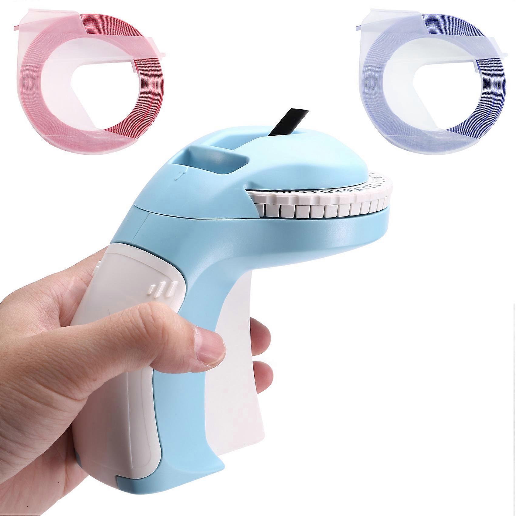 Portable 3D Embossing Label Printer DIY Manual Label Printing 12965 Manual Typewriter Blue