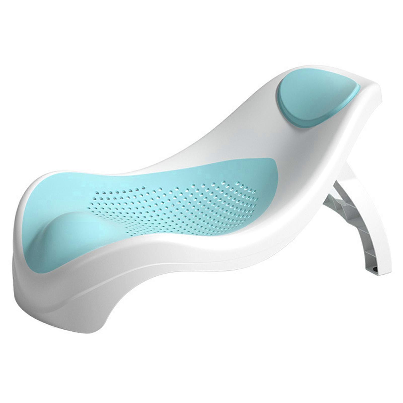 Baby Bath Support Folding Storage Prevent Slipping Breathable Holes Infant Shower Bracket Blue