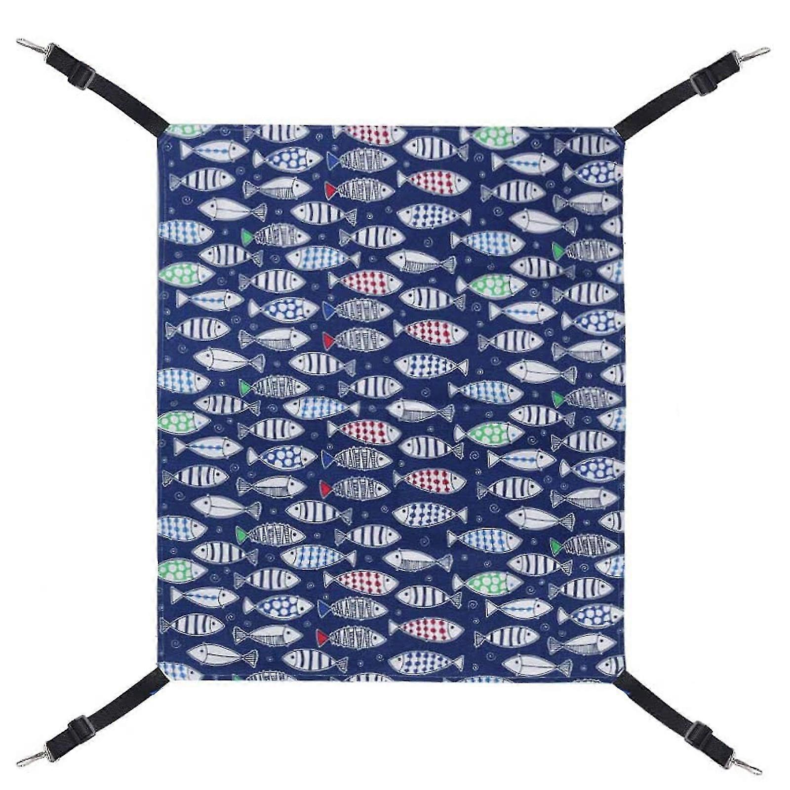 Pet Litter Fish Print Pattern Hanging Bed Adjustable Pet Bed Cat Cage