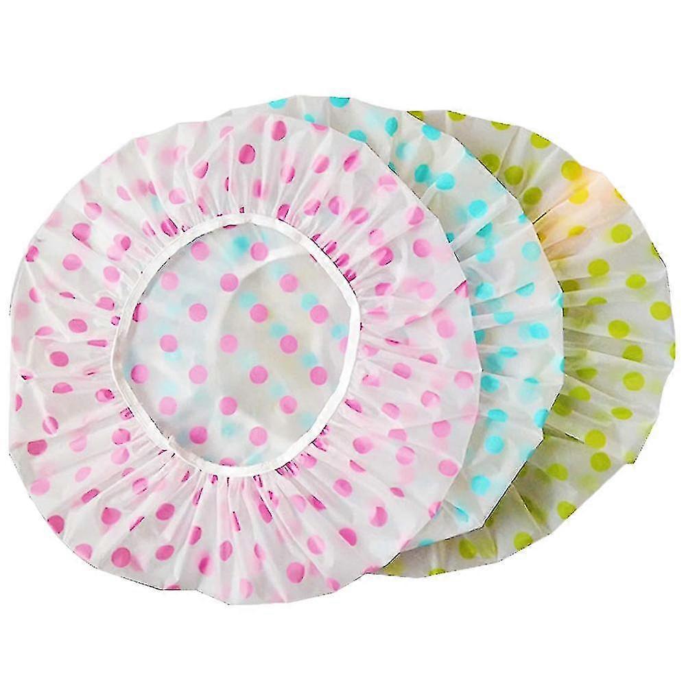 3 Pieces Waterproof Eva Plastic Caps,elastic Reusable Bathing Hair Cap