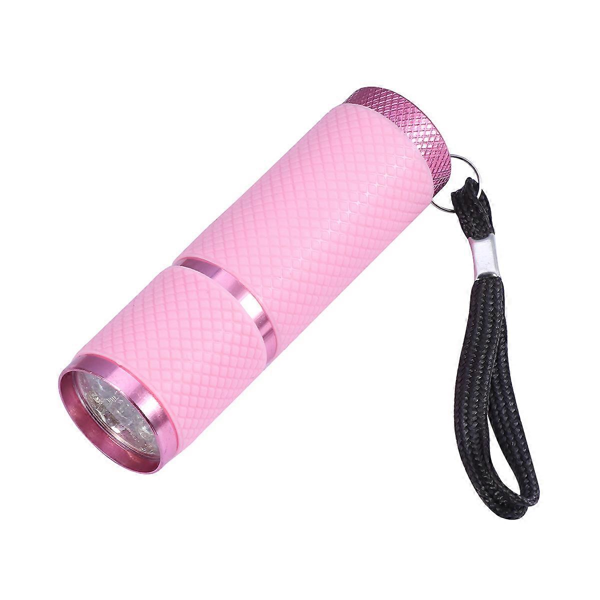 Handheld 9 LED UV Flashlight Torch Light Ultraviolet Light Aluminum Alloy Money Detection Torch without Battery (Pink)