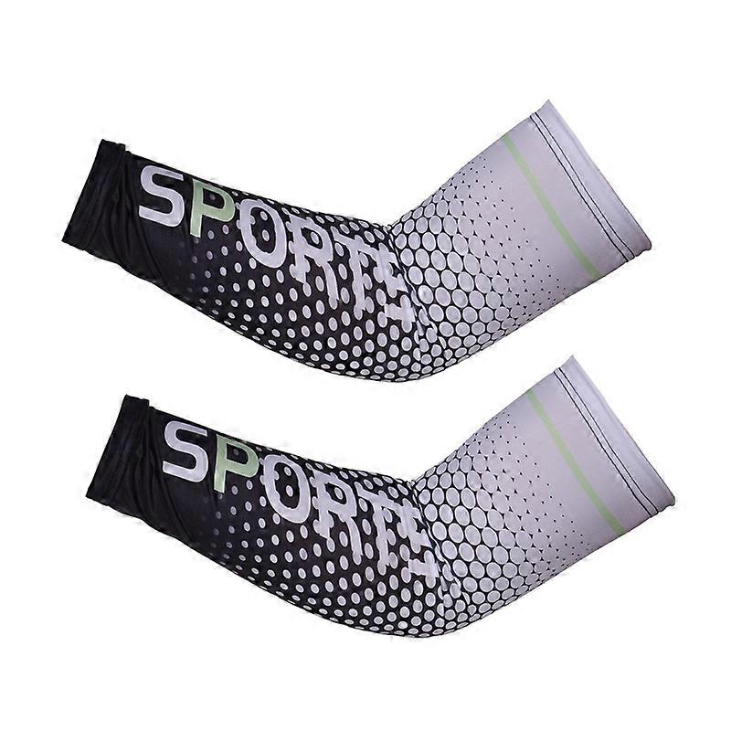 Men Outdoor Arm Sleeves Sports Letters Gradient Color Cool Cycling Running UV for Sun for Protection Non-Slip Cuff Tatto