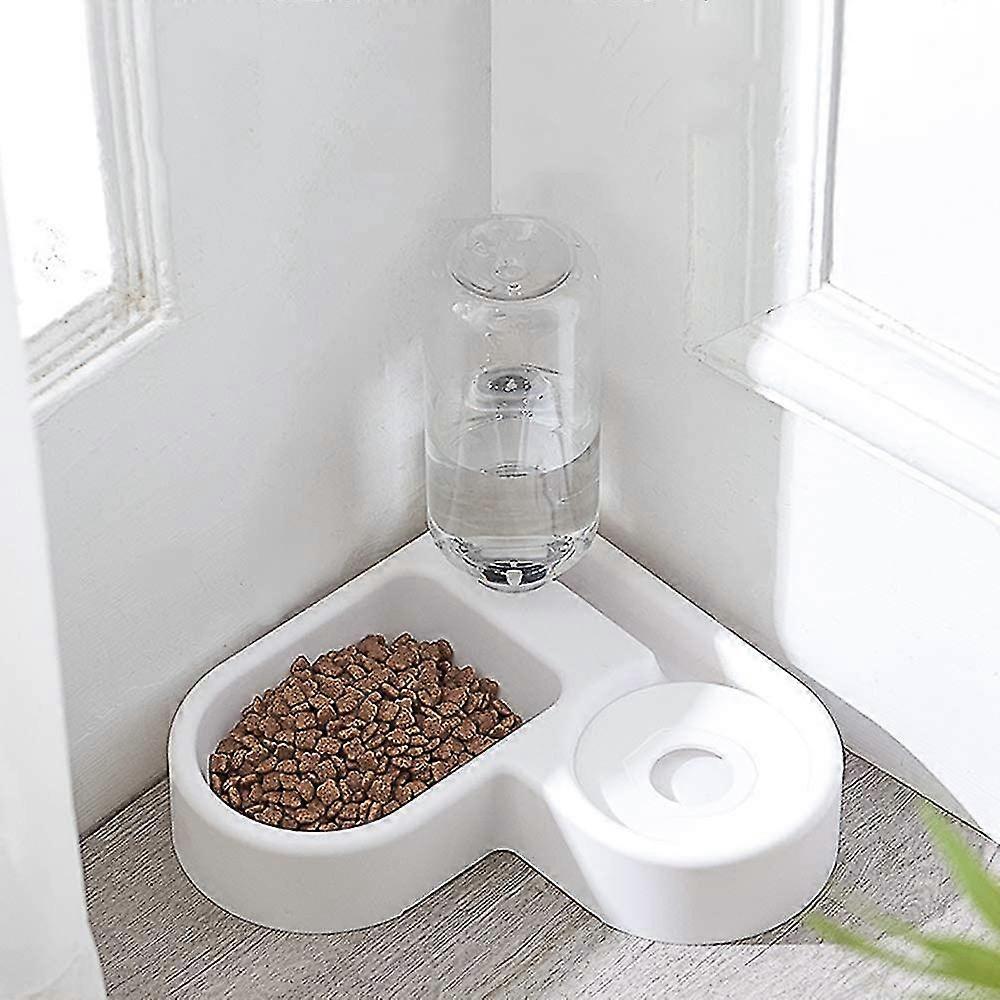 2 In 1 Automatic Pet Fountain Water Food Dispenser, Anti-overflow Waterer And Food Feeder Cat/dog Bowl, Animal Bowl Pet Waterer(white)