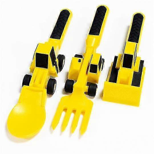 3pcs Kids Utensil Construction Themed Fork And Spoon Set