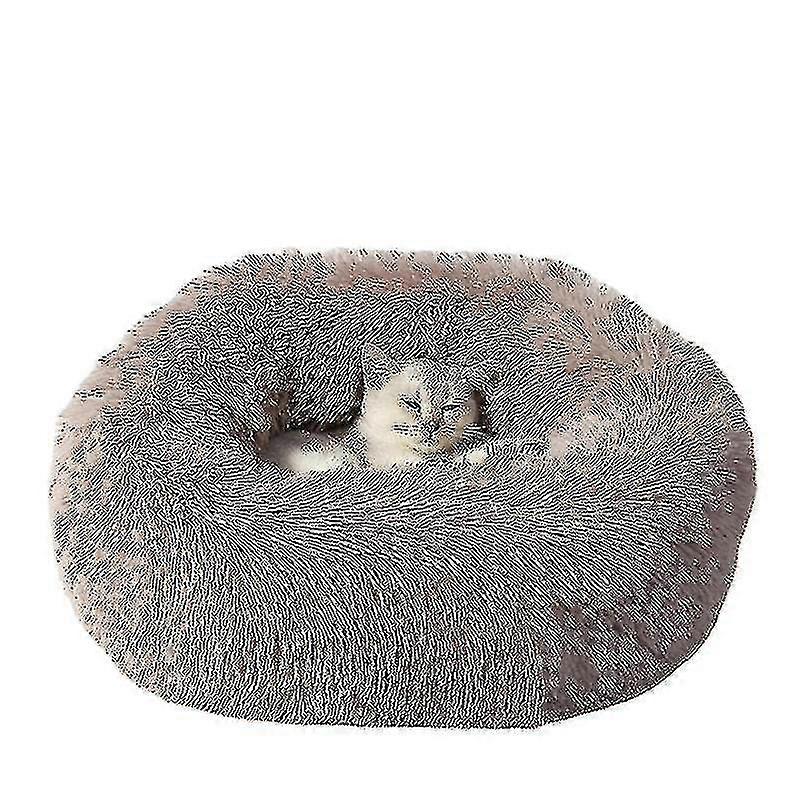 Pet Round Plush Warm Pet Bed-size,colorm 50cmbrown