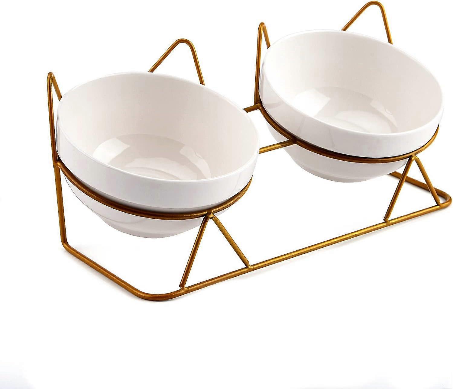 Cat Bowls,Double Pet Bowls with 15Tilted Raised Cat Bowls Stand