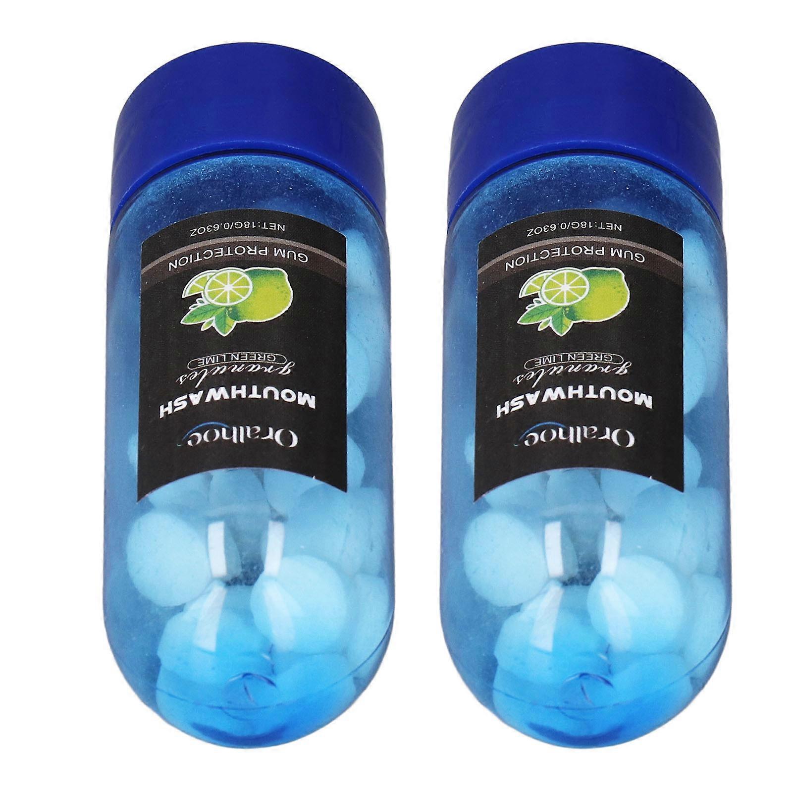 2 Boxes Lime Flavor Mouthwash Tablets Breath Freshening Chewable Mouth Wash Toothpaste Tablets Irritating Free