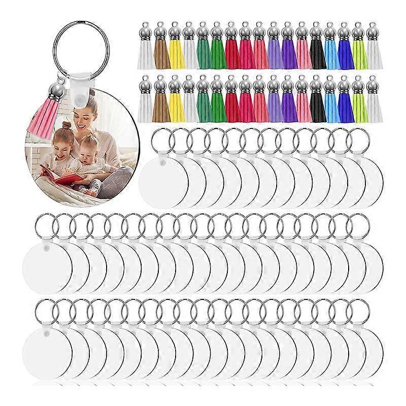 50 Sets Sublimation Blank Keychains, MDF Keychain Decorative Label Set with 2inch Heat Transfer Key