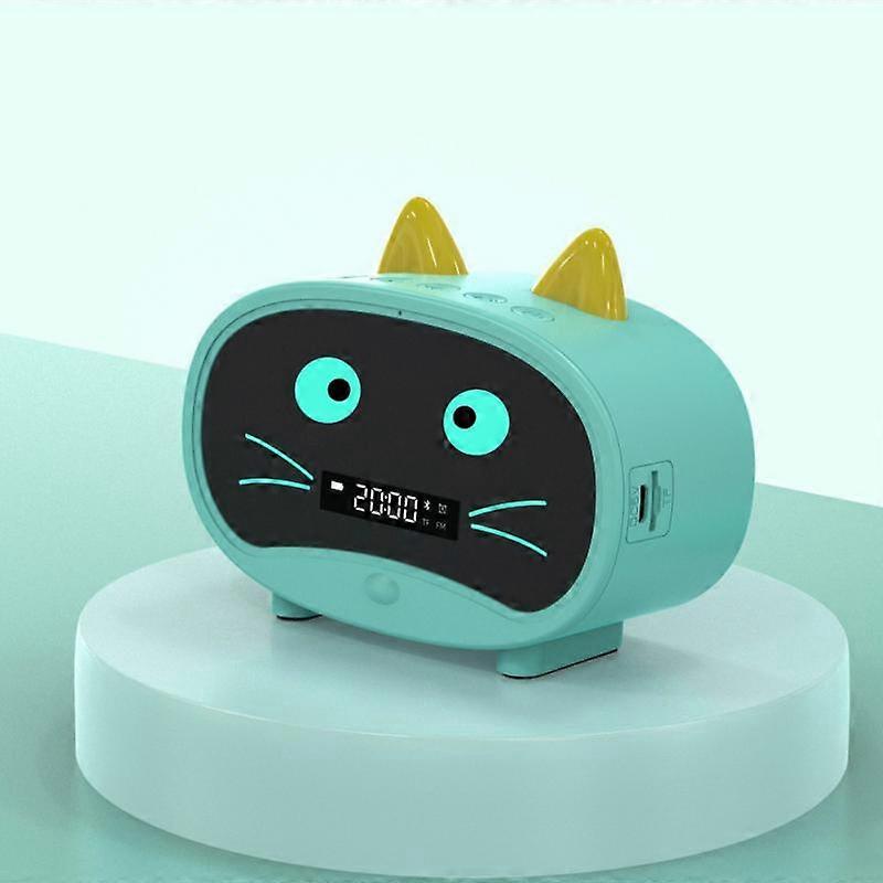 Wireless Bluetooth-compatible 5.0 Stereo Player Digital Alarm Clock FM Radio Speakers Portable With USB Charging Cat Ear Speaker