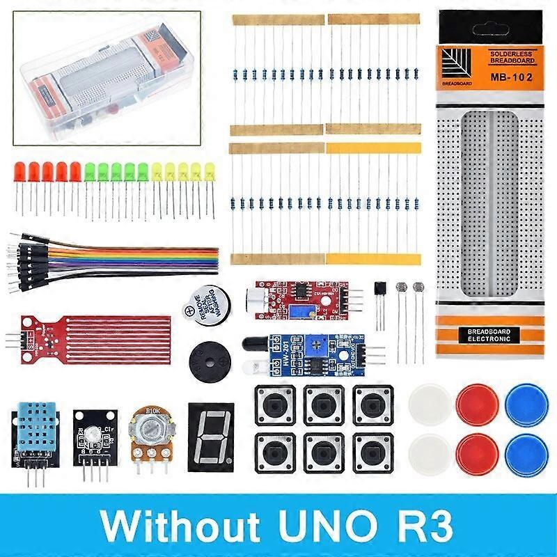 Starter Kit for Arduino Uno R3 Breadboard Basic simple learning kit, sound/water level/humidity/distance detection, LED control