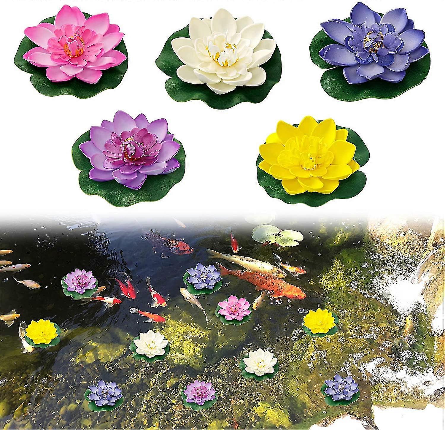 水浮遊蓮の花5pcs人工浮遊池の装飾人工泡睡蓮